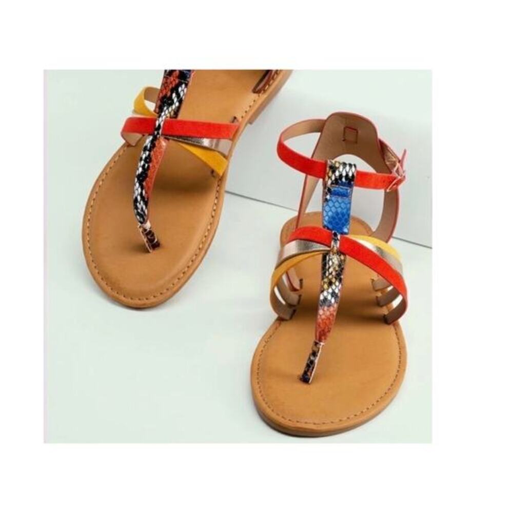 Lily’s sandal size 8.5 Orange snake print strappy sandal # Bag GA